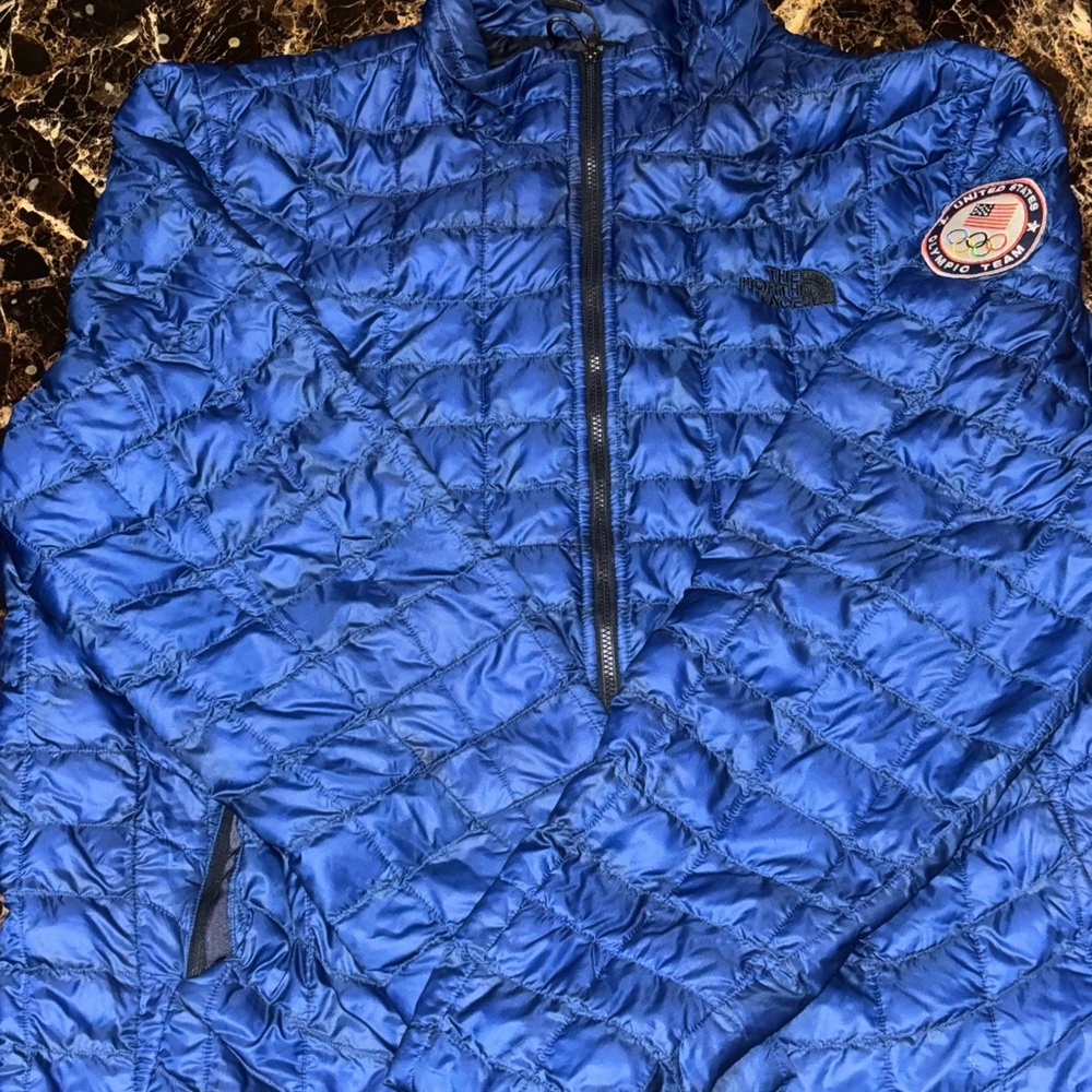 North Face Thermoball Puffer Jacket X Olympic USA Lightweight Insulated Blue